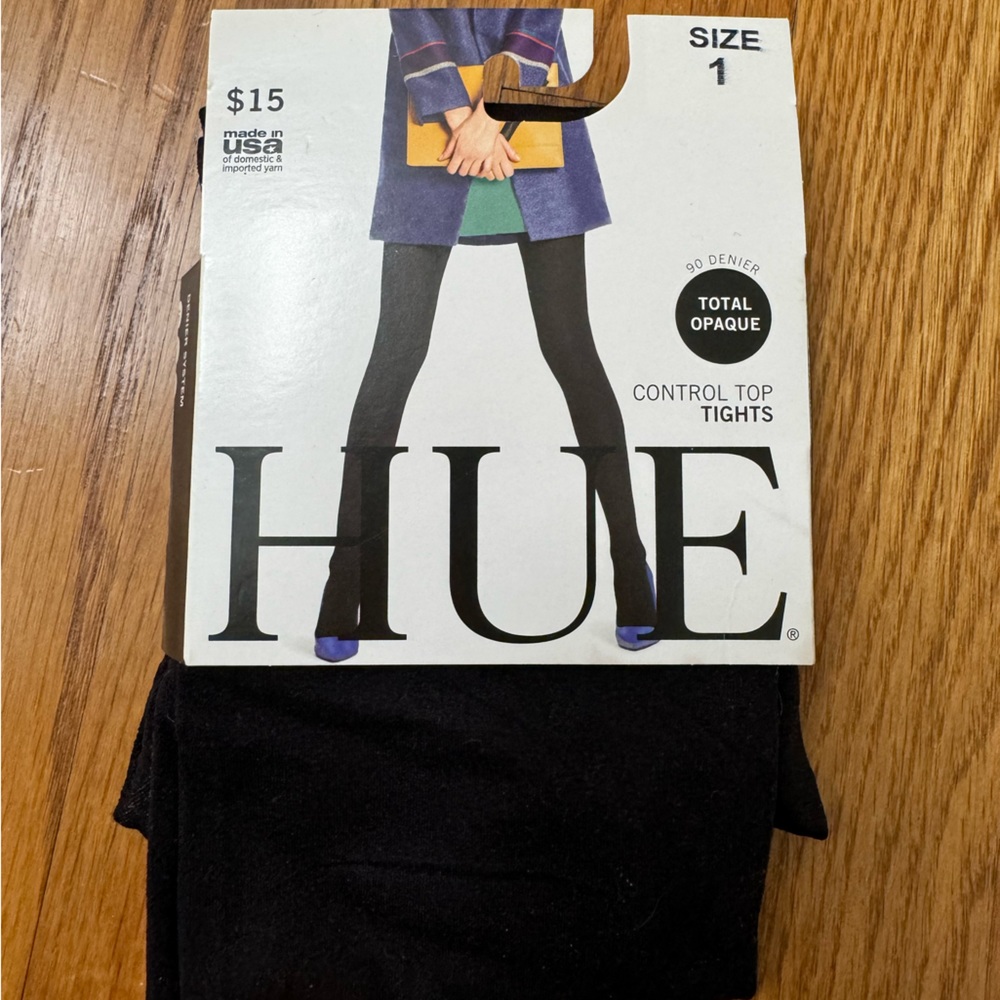 NWT Hue Control Top Tights in black total opaque